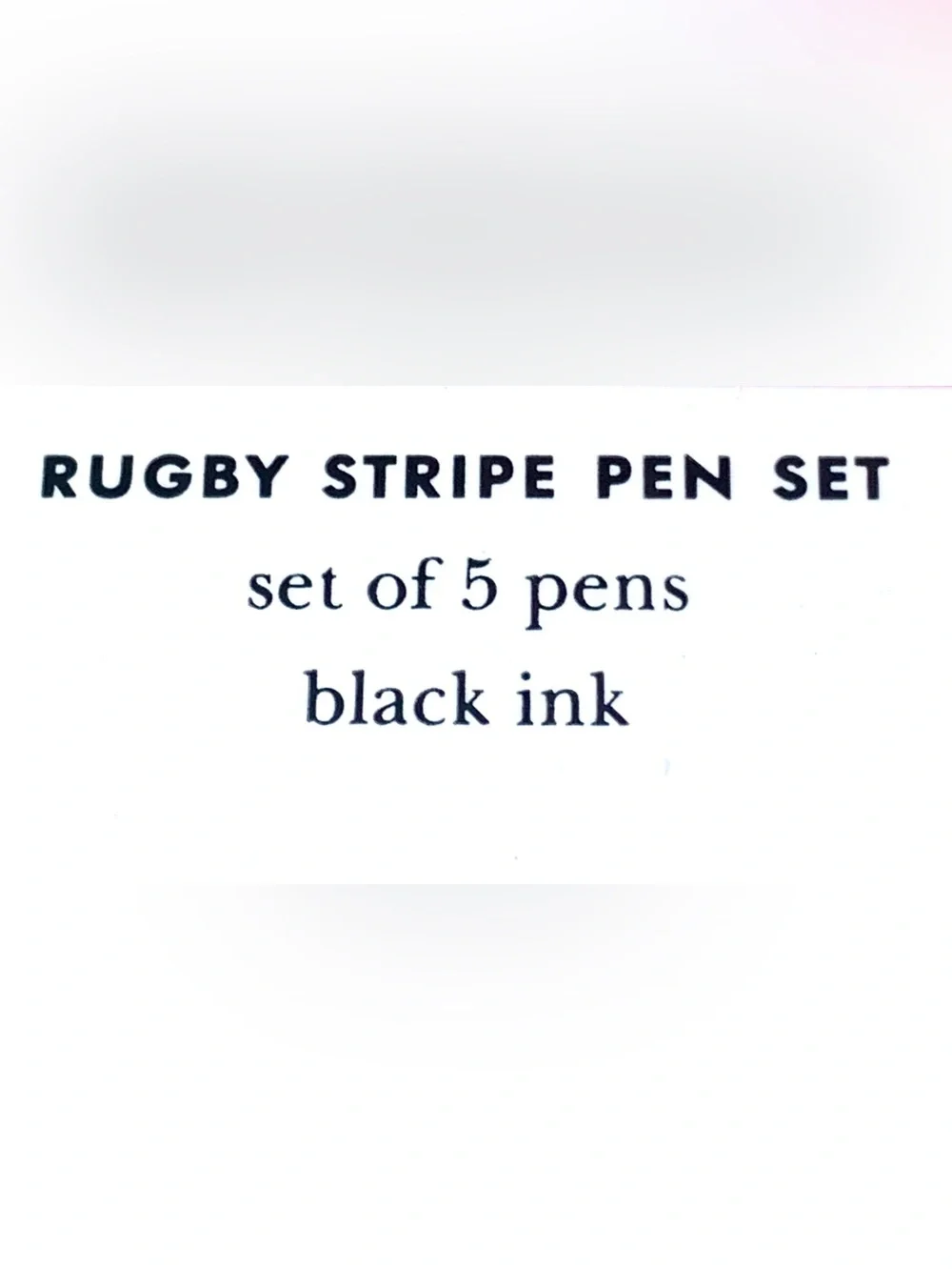 KATE SPADE NEW YORK RUGBY STRIPE PEN SET 5 Navy, Yellow, Pink, Gray, Green NIB